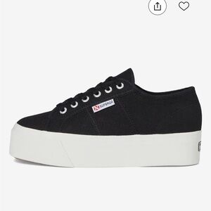 Superga Women's Black and White Platform Sneakers
